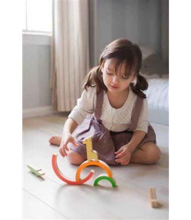 Petit Collage - Houten Box Spel - Stapeltoren Regenboog