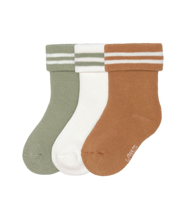 Lassig - Terry socks Stripes light kaki/caramel 3pcs