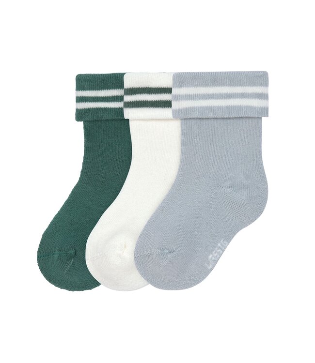 Lassig - Terry socks Stripes dark green/light blue 3pcs