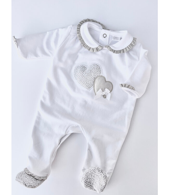 MY FIRST COLLECTION My First collection - Rompersuit 2 harts white/beige