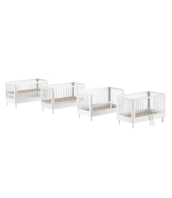 Vipack - Jaxx FORREST babybed beech wit 70 X 140 CM + ombouw toddler