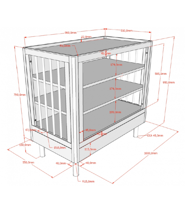 Vipack - Jaxx FORREST Beech Verzorgingstafel / Commode wit
