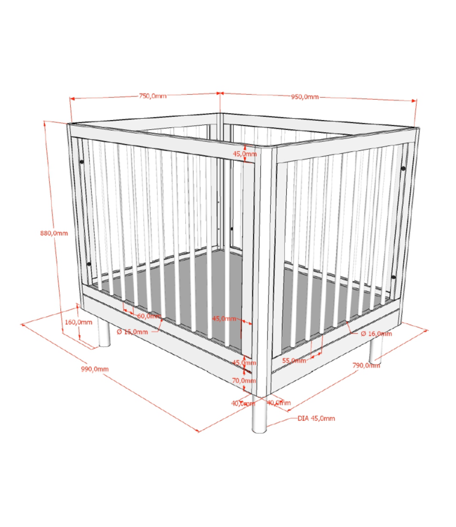 Vipack - Jaxx FORREST Beech  Babypark Wit 95 X 75 CM