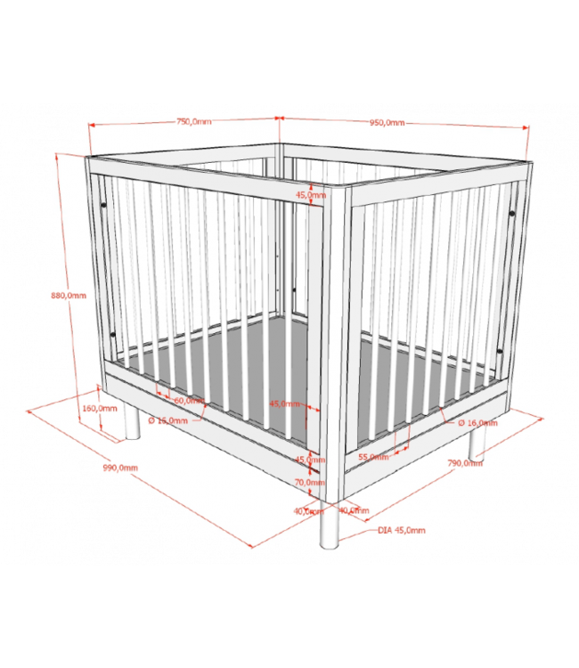 Vipack - Jaxx FORREST Babypark Oak 95 X 75 CM