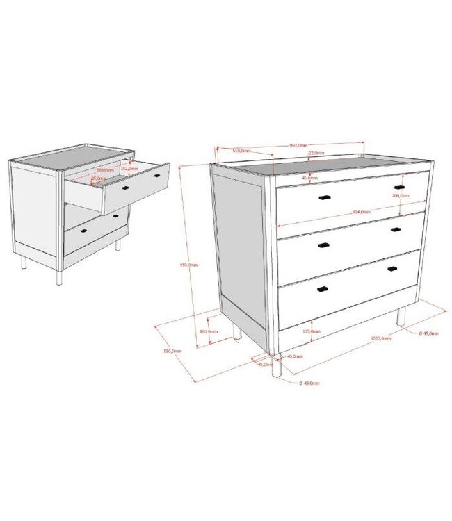 Vipack - Jaxx FORREST  Commode 3 laden OAK