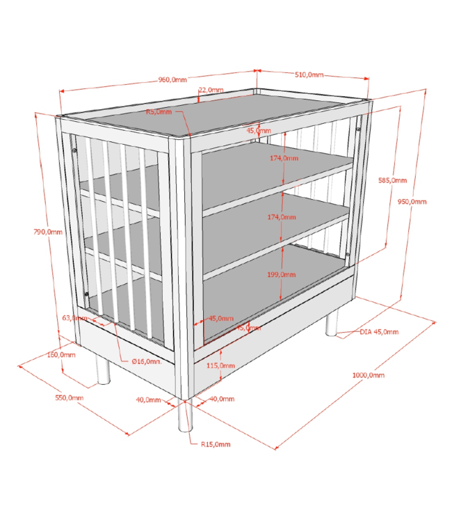 Vipack - Jaxx FORREST  Verzorgingstafel / Commode OAK
