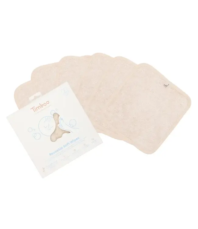 Timboo - REUSABLE SOFT WIPES (6 pieces) - frosted almond