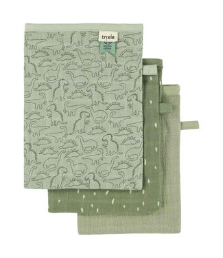 Trixie Trixie -Tetra washandjes 3-pack mix - Daring Dino