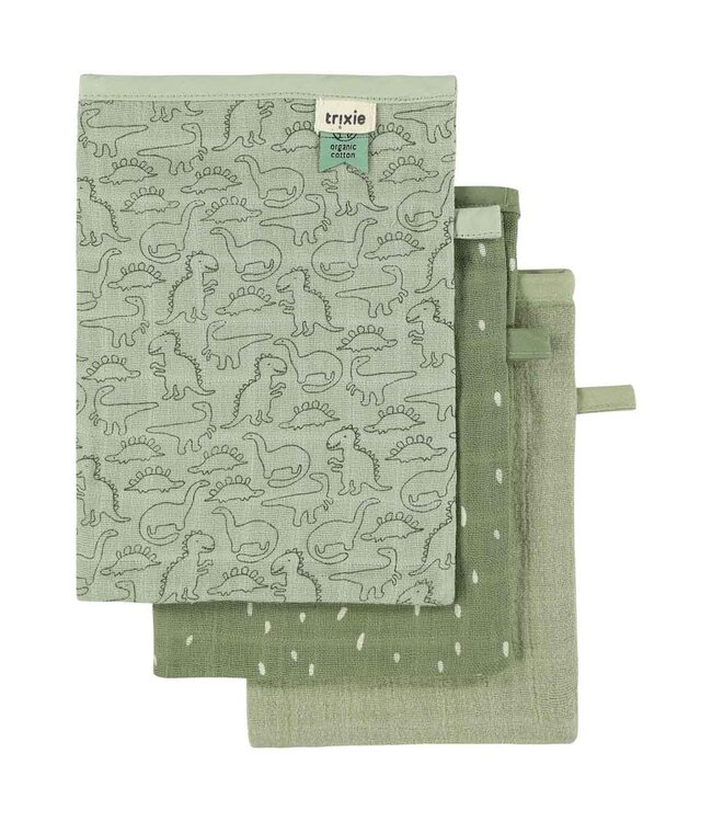 Trixie -Tetra washandjes 3-pack mix - Daring Dino