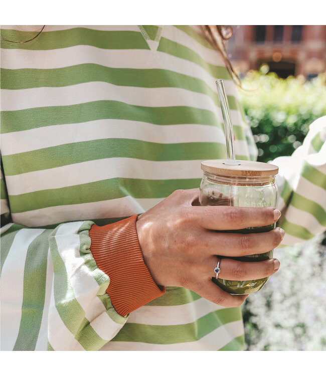 Your Wishes - Stripe French knit sweater Tarragon