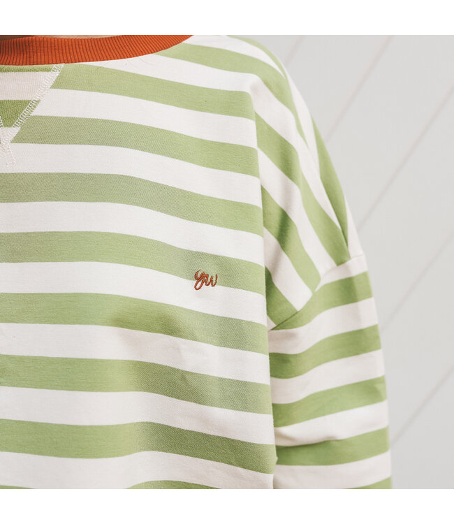 Your Wishes - Stripe French knit sweater Tarragon