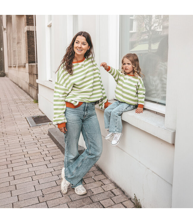 Your Wishes - Stripe French knit sweater Tarragon