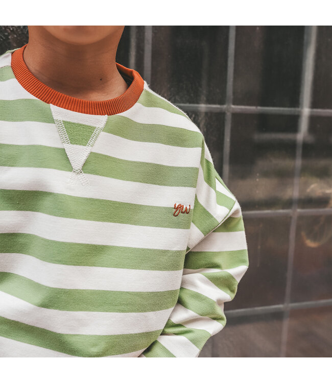 Your Wishes - Stripe French knit sweater Tarragon