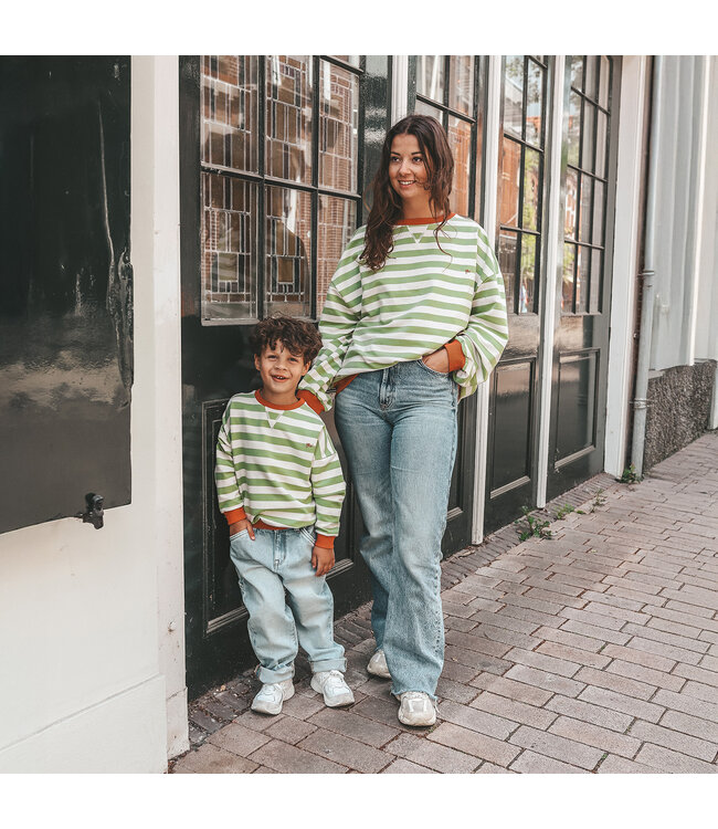 Your Wishes - Stripe French knit sweater Tarragon
