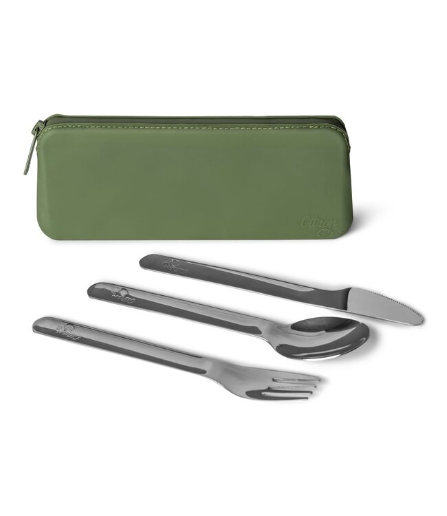 Citron - Stainless steel Cutlery with pouch Green
