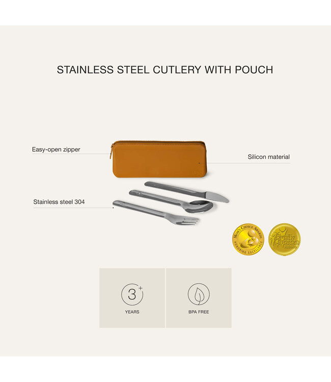 Citron - Stainless steel Cutlery with pouch Blush Pink