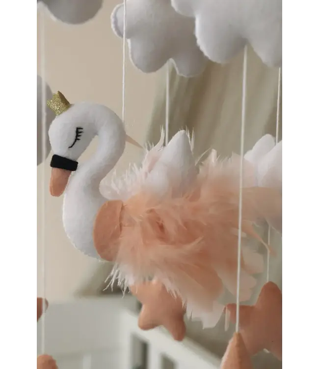 Little Loua - Handmade Pink Swan baby mobile