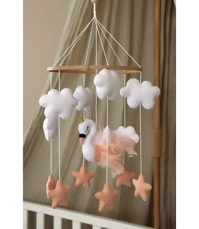 Little Loua - Handmade Pink Swan baby mobile