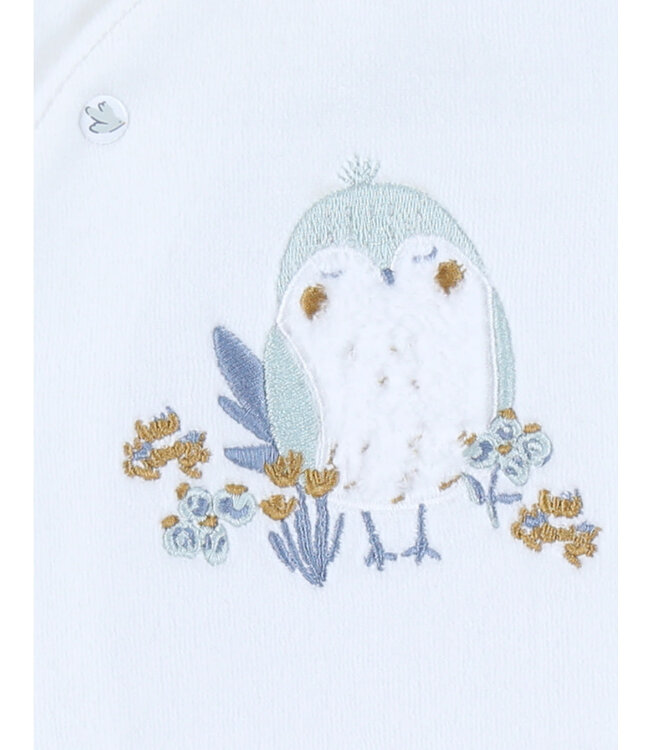 Noukies - Pyjama Fluweel off white Lovely bird