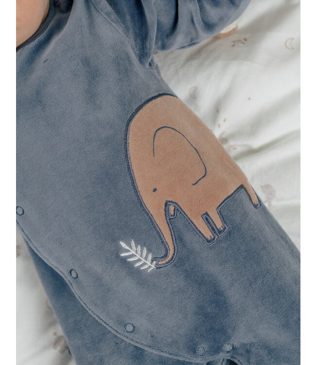 Noukies - Pyjama Fluweel blue jungle