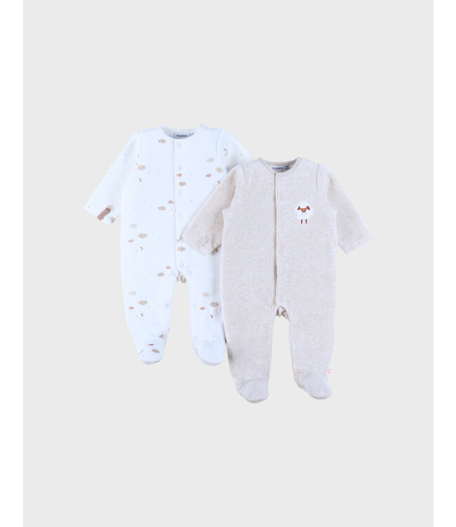 Noukies - Set van 2 Pyjamas Fluweel Fluffy Sheep