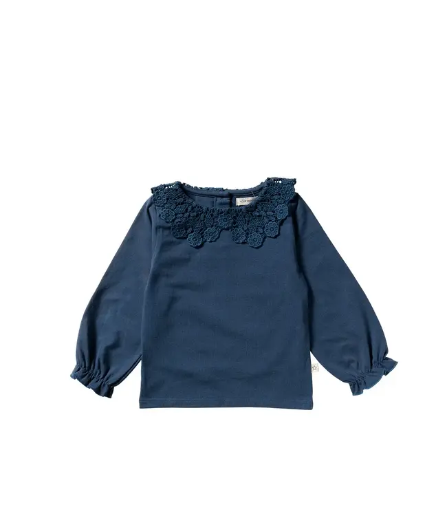 Your wishes - Frensh knit Crochet long sleeve Blue wing tale