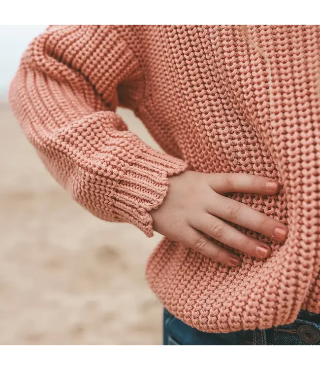 Your Wishes - Oversized scallop Sweater - Rose dawn