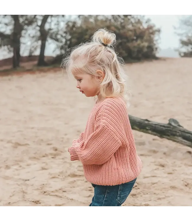 Your Wishes - Oversized scallop Sweater - Rose dawn