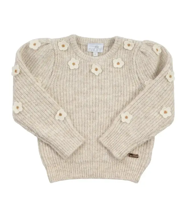 Natini Natini - Pull flowers Light beige