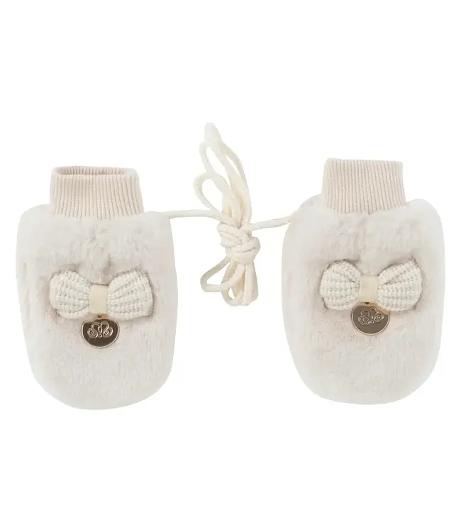 Natini Natini - Mittens fur bow Cream