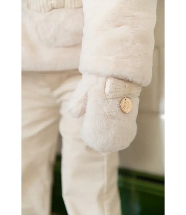 Natini - Mittens fur bow Cream