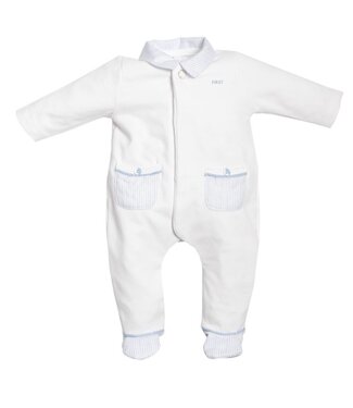 MY FIRST COLLECTION My First Collection - Rompersuit Striped teddy backs White-Ciel