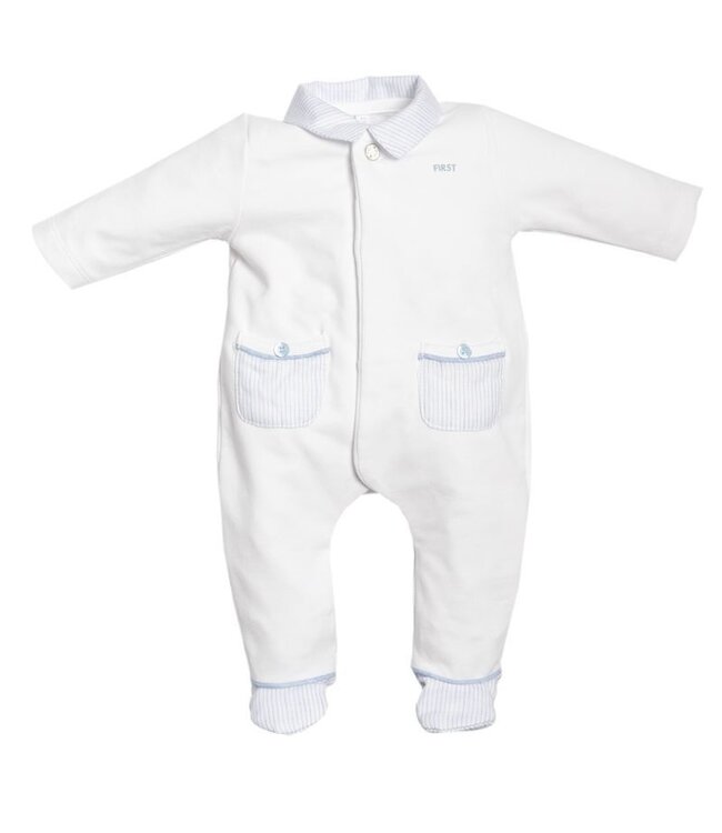 MY FIRST COLLECTION My First Collection - Rompersuit Striped teddy backs White-Ciel