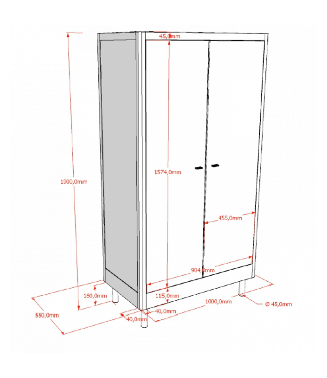 Vipack - Jaxx FORREST Beech 2 deurs kast Beuk WIT