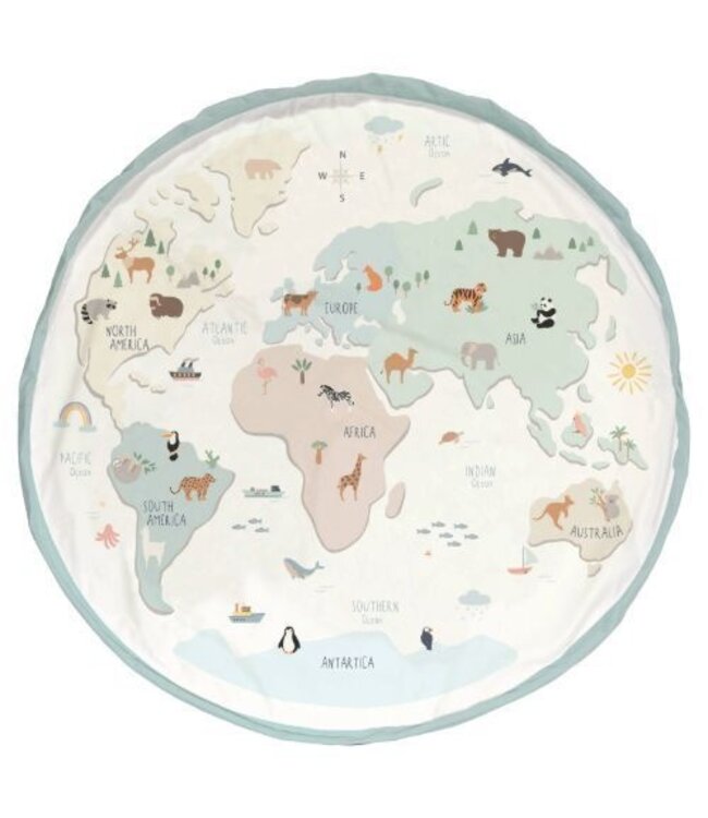 Play & Go - Noomad  World map colour opbergzak/speeltapijt - 140 cm