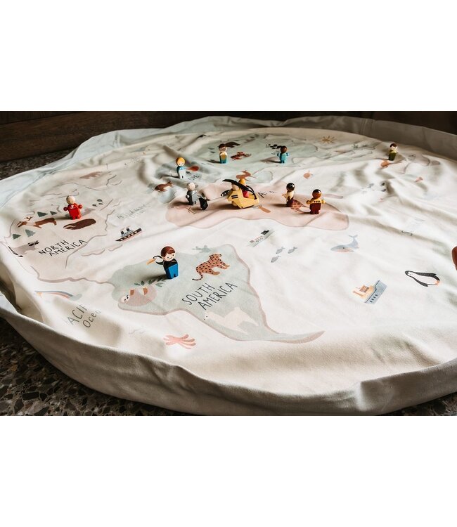 Play & Go - Noomad  World map colour opbergzak/speeltapijt - 140 cm