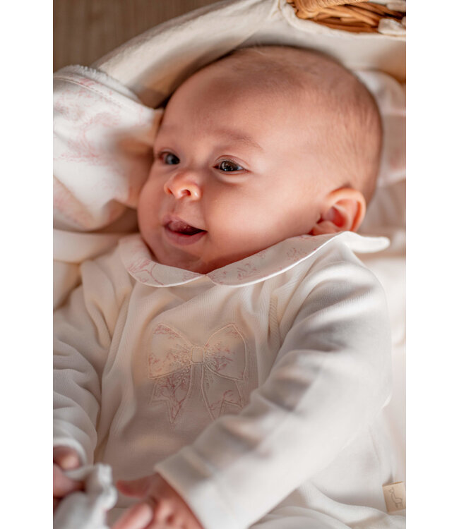 Baby Gi - Vintage footie bow ivory