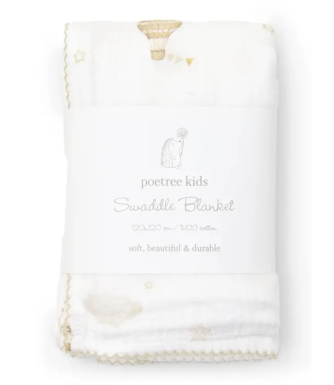 Poetree kids - Swaddle 120x120cm -  Little Voyager beige