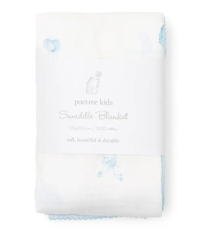 Poetree kids - Swaddle 120x120cm -  Blue dreams