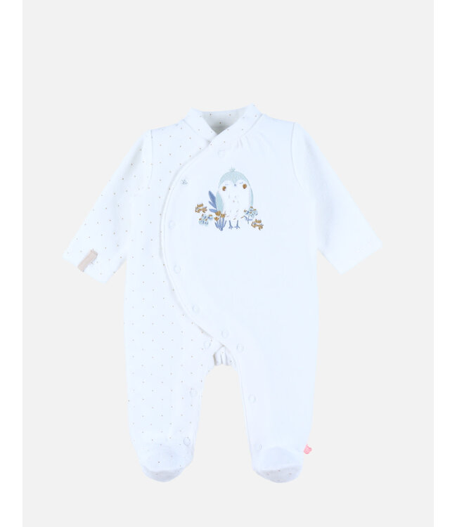 Noukies - Pyjama Fluweel off white Lovely bird