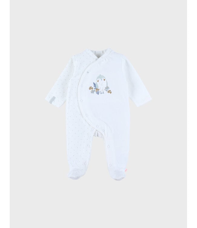 Noukies - Pyjama Fluweel off white Lovely bird