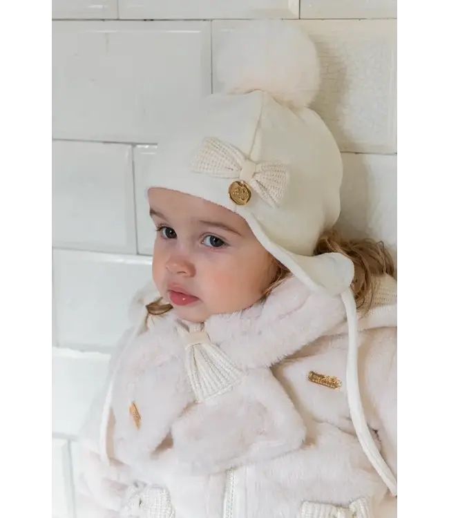 Natini - Hat fleece bow Cream