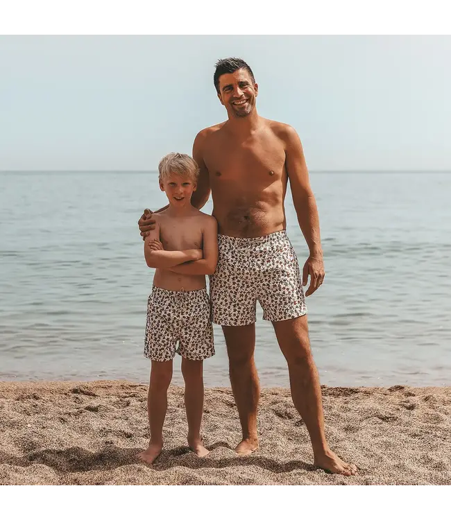 Salted stories - Pommegranate swim shorts white swan