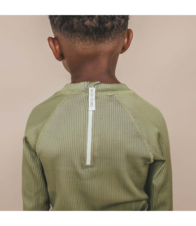 Salted stories - Solid rib swim long sleeve Iguana