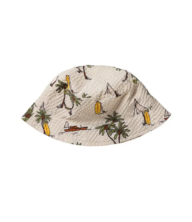 Salted stories - Sailing Seersucker bucket hat white swan