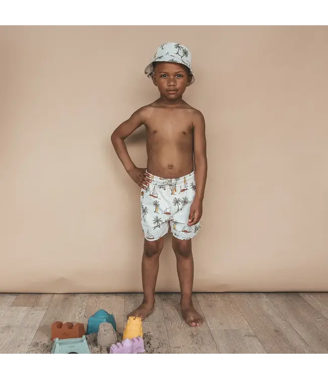 Salted stories - Sailing Seersucker bucket hat white swan