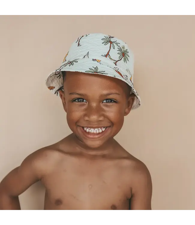 Salted stories - Sailing Seersucker bucket hat white swan