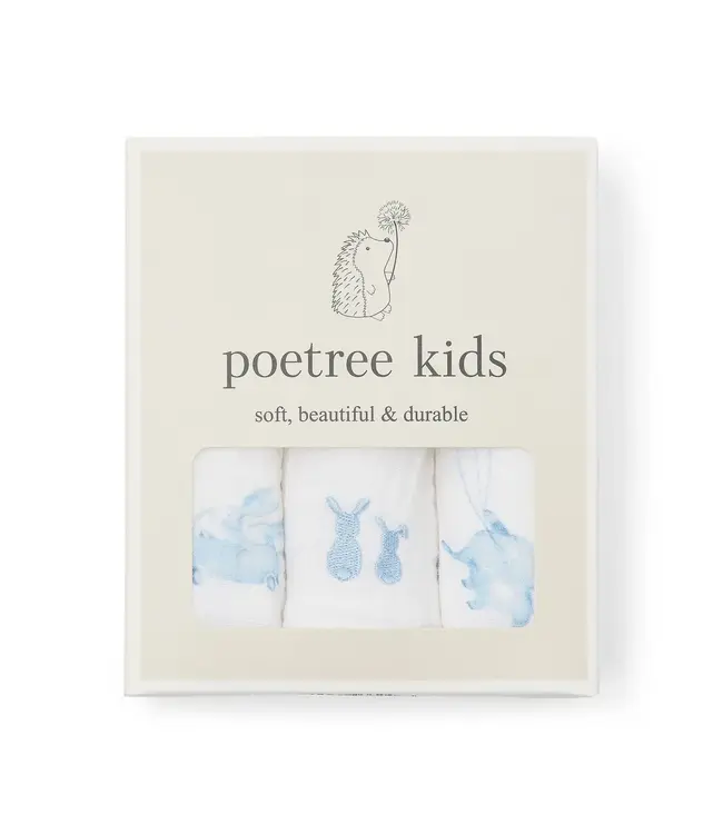 Poetree kids - Tetra doekjes Blue Dreams - 60x60cm (3-pack)