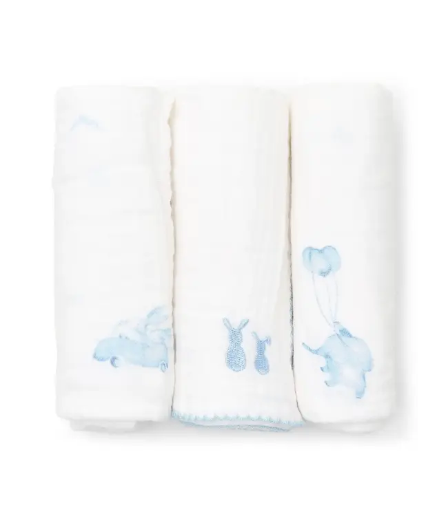 Poetree kids - Tetra doekjes Blue Dreams - 60x60cm (3-pack)