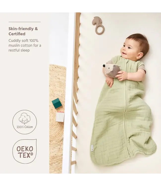 Meyco - Slaapzak ongevoerd pre-washed hydrofiel - Soft olive
